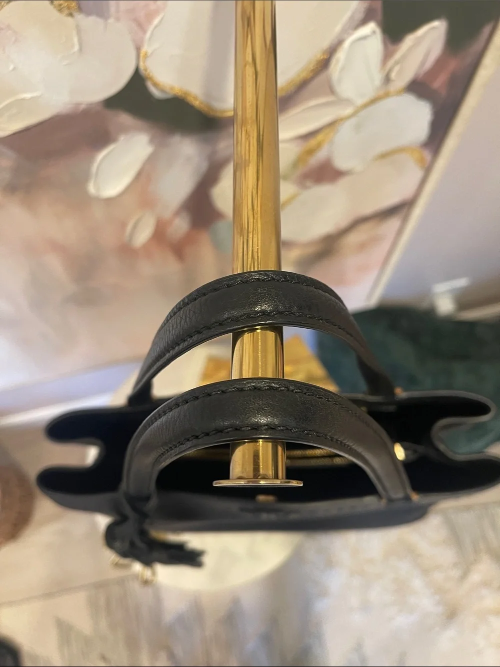 Tory Burch Black Pebbled Leather Tote with Tassels - Picture 4 of 7